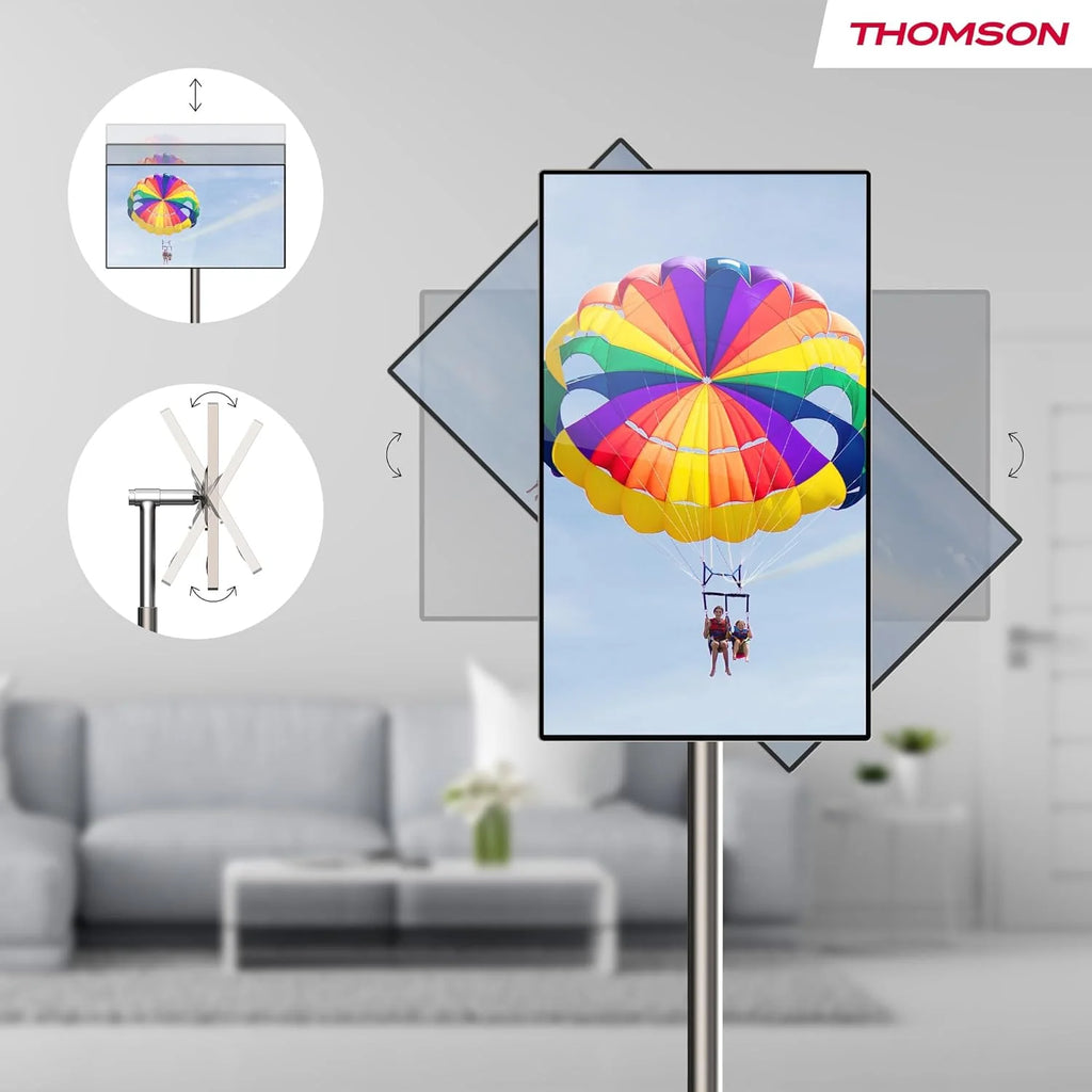 THOMSON 32 cale (81 cm) Go Plus, Przenośny Android 4K UHD – Dotykowy Ekran WiFi Bluetooth Sterowanie Głosowe, Hotspot, 4 Godziny Baterii, Możliwość Pochylenia i Regulacji Wysokości