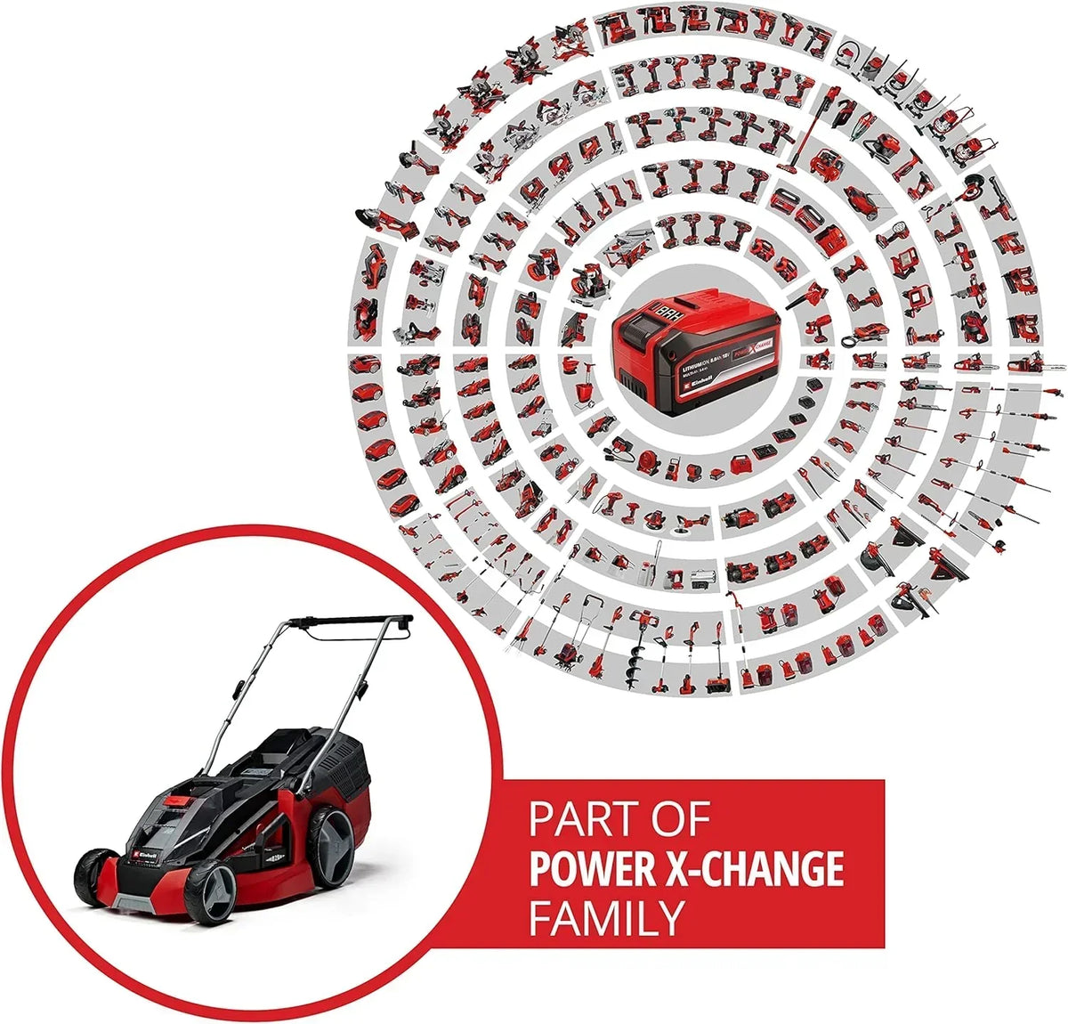 Kosiarka akumulatorowa Einhell GE-CM 43 Li M Kit Power X-Change (36 V, szerokość koszenia 43 cm, do 600 m², bezszczotkowa, funkcja mulczowania, kosz 63 l, z 2 akumulatorami 4,0 Ah i 2 ładowarkami)