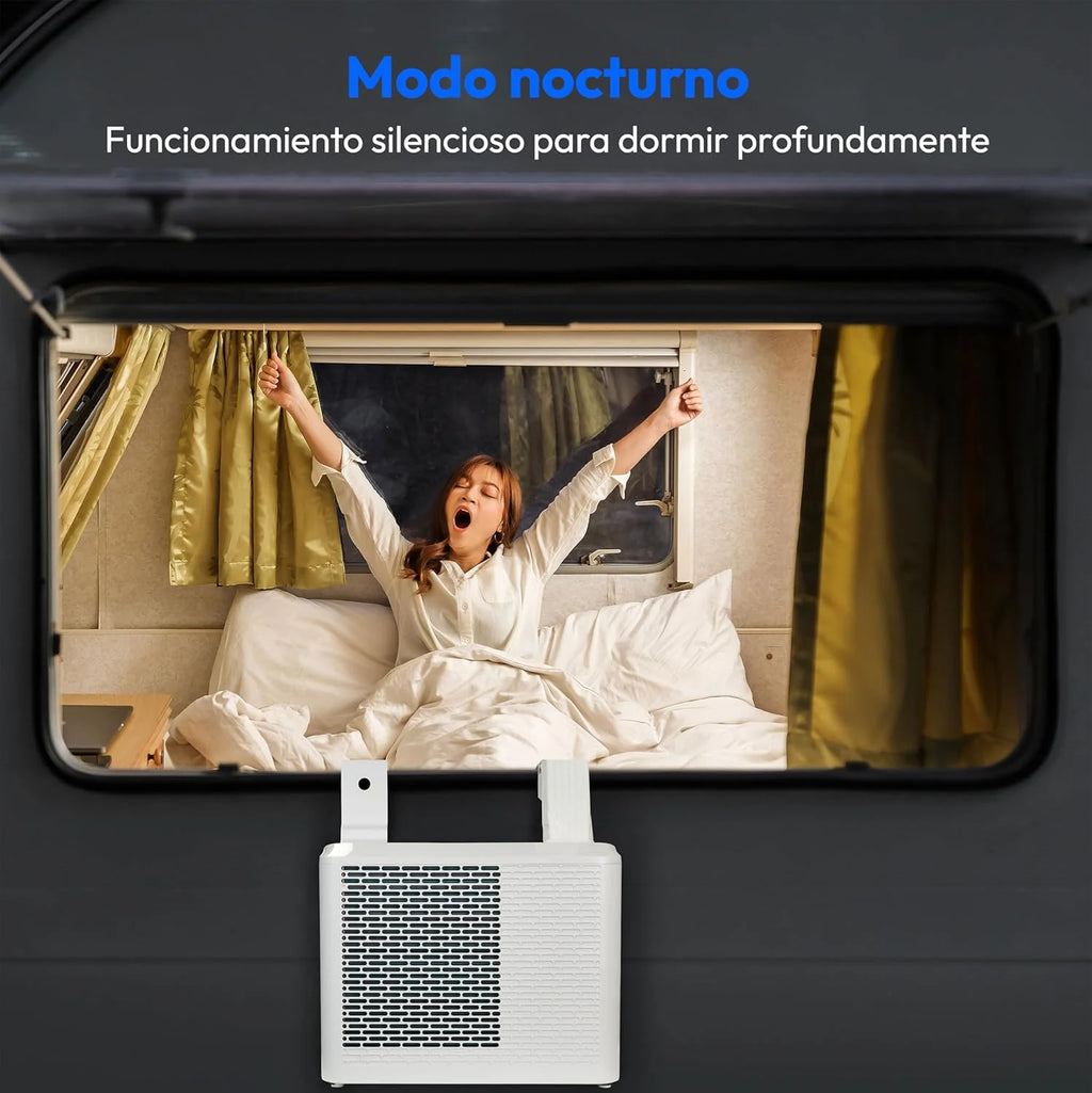 MEDION Smart Split Klimatyzator do przyczepy kempingowej P502 (5000 BTU, 3 w 1, chłodzenie, osuszanie, wentylator, do 12 m², idealny do przyczep kempingowych, kamperów, tryb nocny, WiFi, aplikacja, MD 37735)