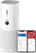 Philips Oczyszczacz i nawilżacz powietrza 2 w 1 z serii 3000, 131 m², filtr NanoProtect HEPA i filtr z aktywnym węglem usuwa 99,97% wszystkich niewidocznych cząstek, kolor biały (AC3737/10)