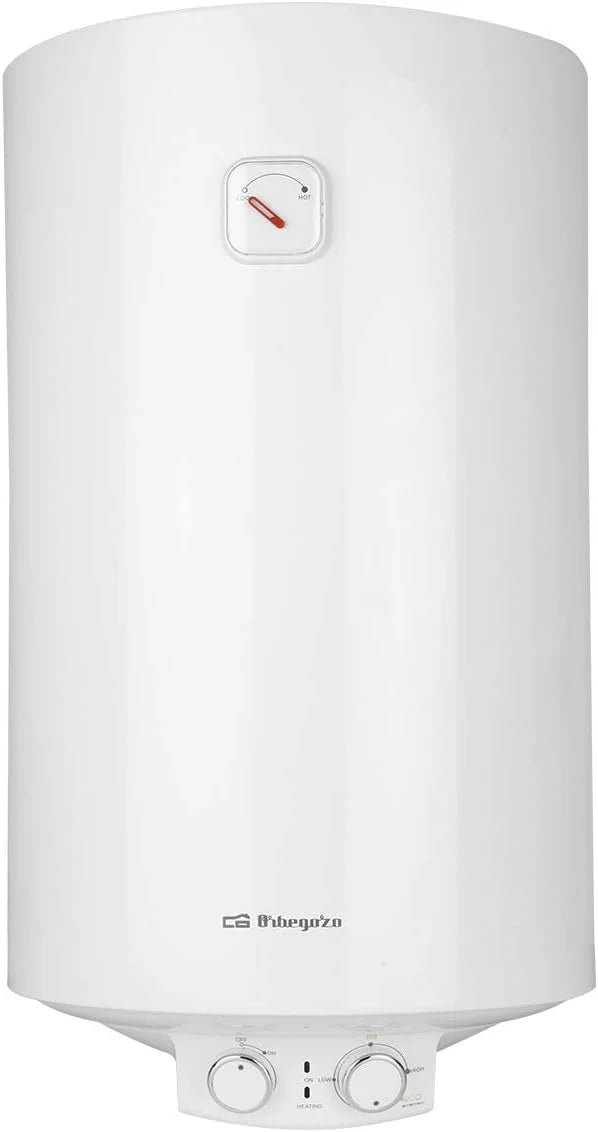 Orbegozo TRM 104 elektryczny podgrzewacz wody, 100 litrów, niskie zużycie energii, emaliowany, funkcja włącz/wyłącz, tryb ECO, IP-X4, maks. temperatura 75ºC, instalacja pionowa, 1500 W