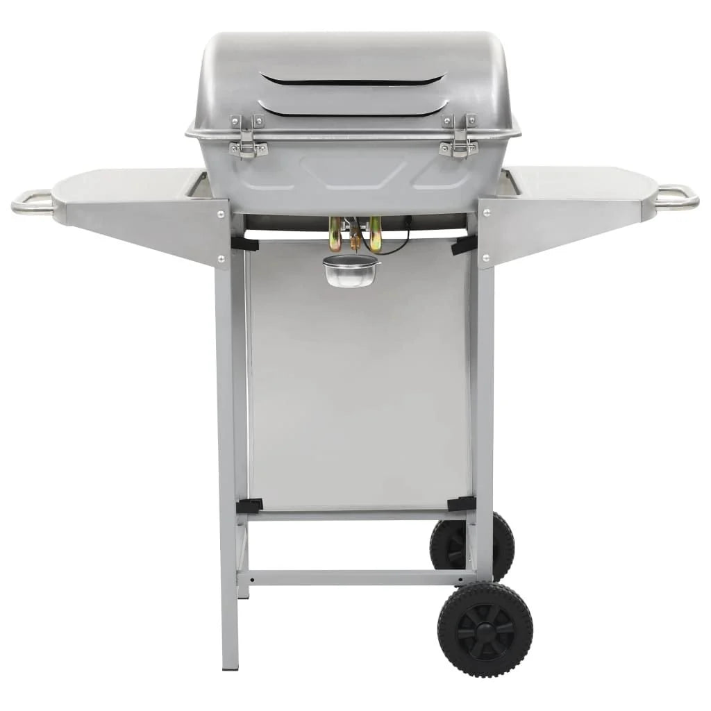 Grill Gazowy Przenośny 2 Strefy Srebrny Stal Nierdzewna Vidaxl