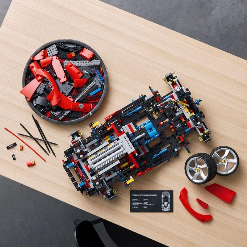 LEGO Technic Ferrari Daytona SP3, Czerwony Model Supersamochodu do Zbudowania, Skala 1:8, Kolekcjonerski Prezent dla Mężczyzn i Kobiet, Ostateczny Koncept Samochodu 42143
