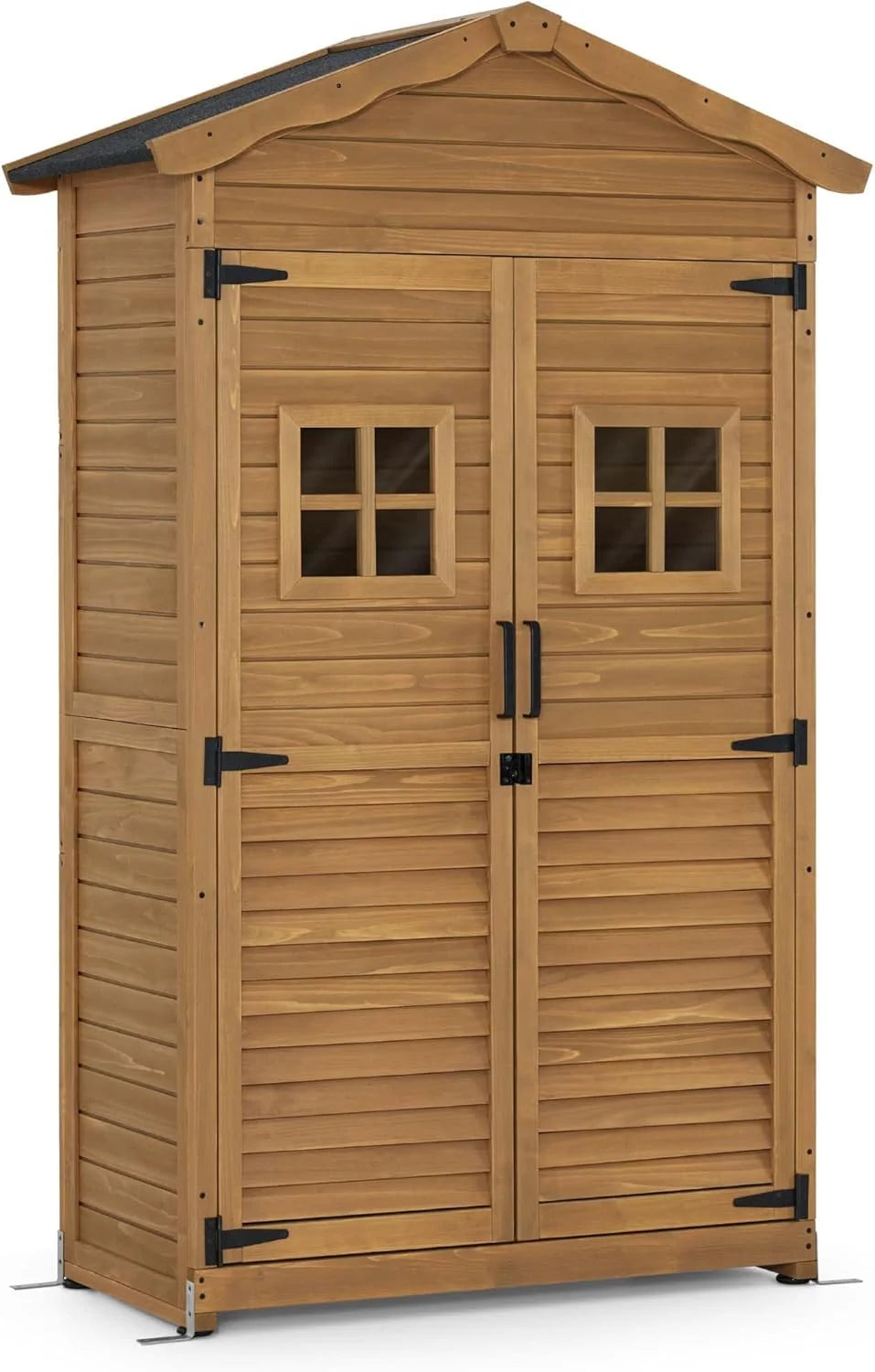 M MCombo Szafa ogrodowa, odporna na warunki atmosferyczne, drewniana szopa ogrodowa, szafa na narzędzia, szopa na narzędzia zewnętrzna 57×109×180 cm, 1152 (kolor naturalny)