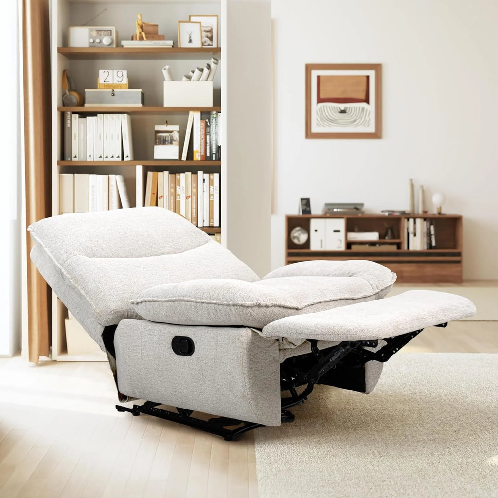 FLEXISPOT XC6 Fotel Relaxacyjny, Obrotowa Kanapa z Funkcją Bujania, Fotel TV z Regulowanym Oparciem, Rozkładany Fotel do Sypialni, Salonu i Kina Domowego (Beżowy)