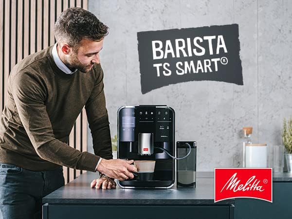 Melitta Caffeo Barista TS Smart F850-101 ekspres do kawy ze zbiornikiem na mleko, aplikacja Connect na telefon (może nie być dostępna w języku polskim), One Touch, filtrowanie Pro Aqua, srebrny