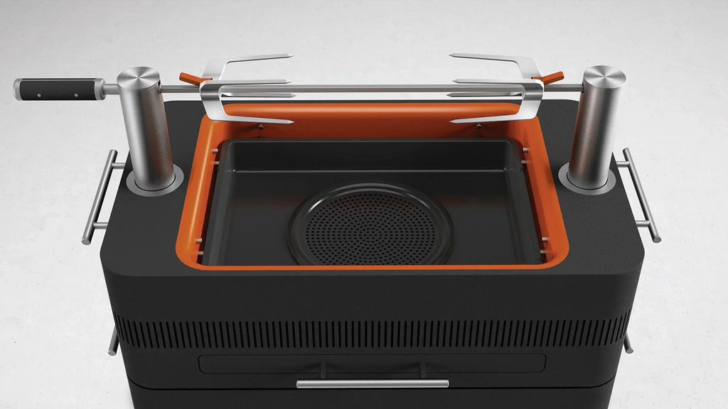 2026 Grill Węglowy z Zapłonem Elektrycznym – Szybkie Rozpalanie Płomieniem 1400W Fast Flame Ignition™ – Zawiera Rożen Obrotowy (15 kg) i Stojak