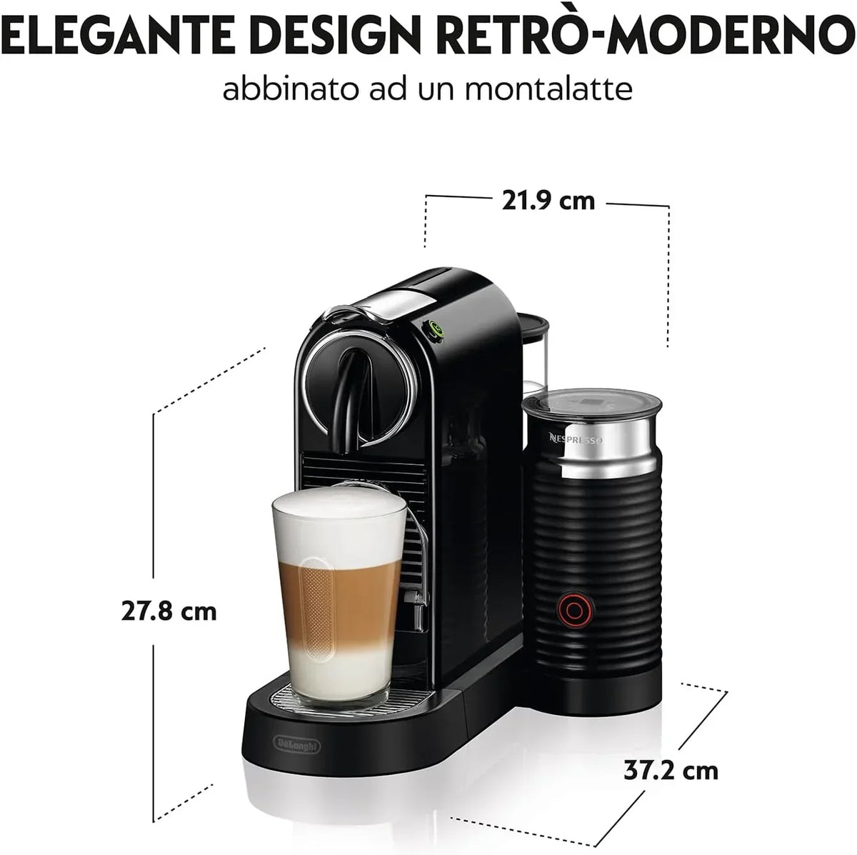 Ekspres do kawy DeLonghi Nespresso Citiz EN267.BAE na kapsułki, specjalny system ekstrakcji, 1710 W, 1 l, tworzywo sztuczne, czarny