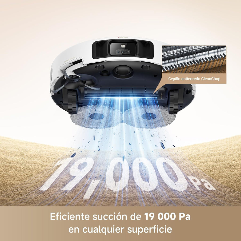 Mova P50Pro Ultra Robot do mycia podłóg i odkurzania, 19 000 Pa, Automatyczne opróżnianie i samooczyszczanie gorącą wodą 75℃, Rozszerzalna mop, Nawigacja LDS+AI RGB, Unika przeszkód, Idealny do sierści zwierząt domowych i dywanów