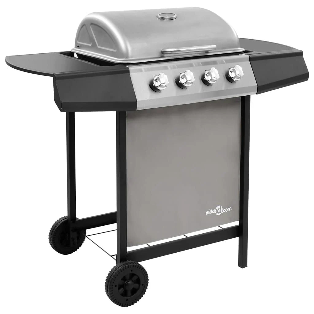 Czarno-srebrny grill gazowy 4-palnikowy Vidaxl