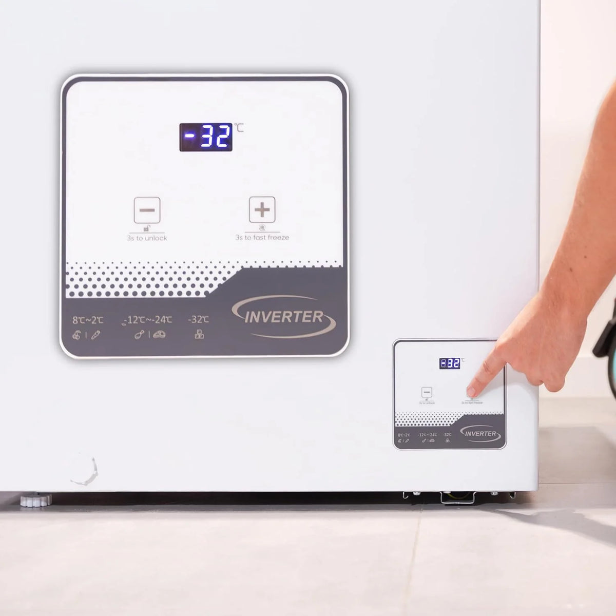 Cecotec Congelador Horizontal Bolero CoolMarket Chest 142 White E, Pojemność 142 l, Tryb Inverter Plus, Dual Function, Funkcja szybkiego zamrażania, Wewnętrzny kosz, Elektroniczne sterowanie, Klasa E