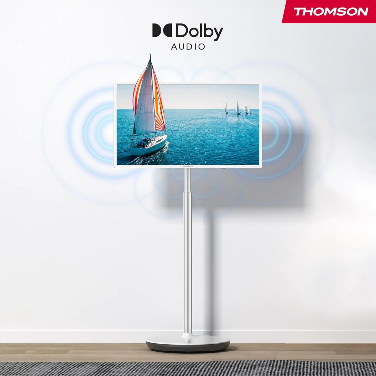 THOMSON 32 cale (81 cm) Go TV, przenośny telewizor Android – HD Ready (1366x768), sterowanie głosowe, Bluetooth 5.1, Wi-Fi, funkcja punktu dostępowego, do 4 godzin pracy na baterii – 32HA4M44