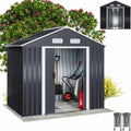 GARDEBRUK® Szopa Ogrodowa 2 m² 196x132x188cm Metalowa Szopa Zewnętrzna 4m³ z Podstawą Drzwi Przesuwne Antracyt