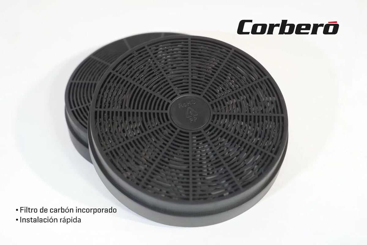 Corberó - Okap Dekoracyjny | NYASA9000B | 90 cm | 3 prędkości, sterowanie dotykowe, wydajność 1000 m3/h | Czarne szkło
