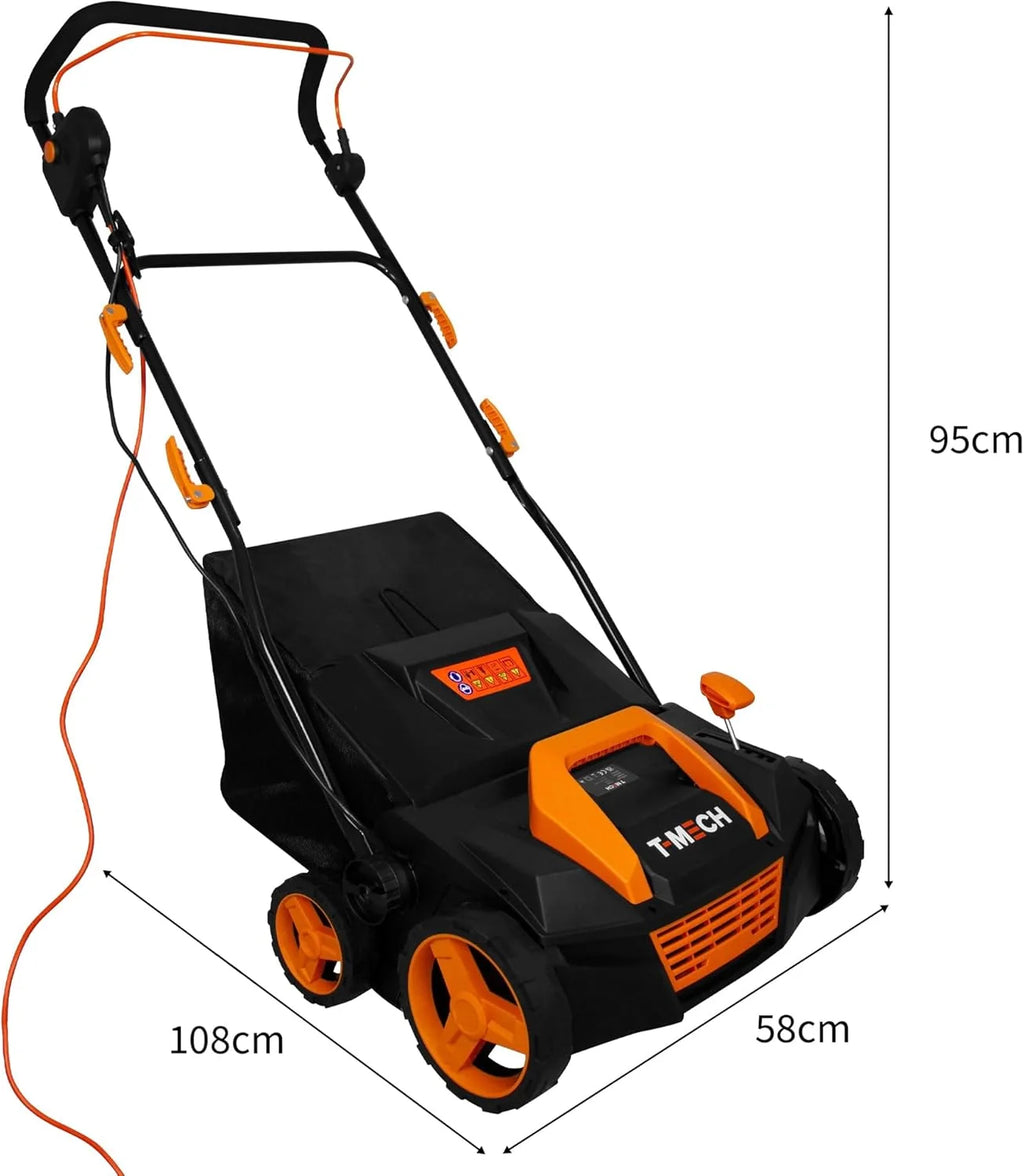 T-Mech Elektryczna Szczotka do Sztucznej Trawy, Zamiatarka, Grzebień, Dmuchawa + Worek Zbierający 50L, 12,2kg