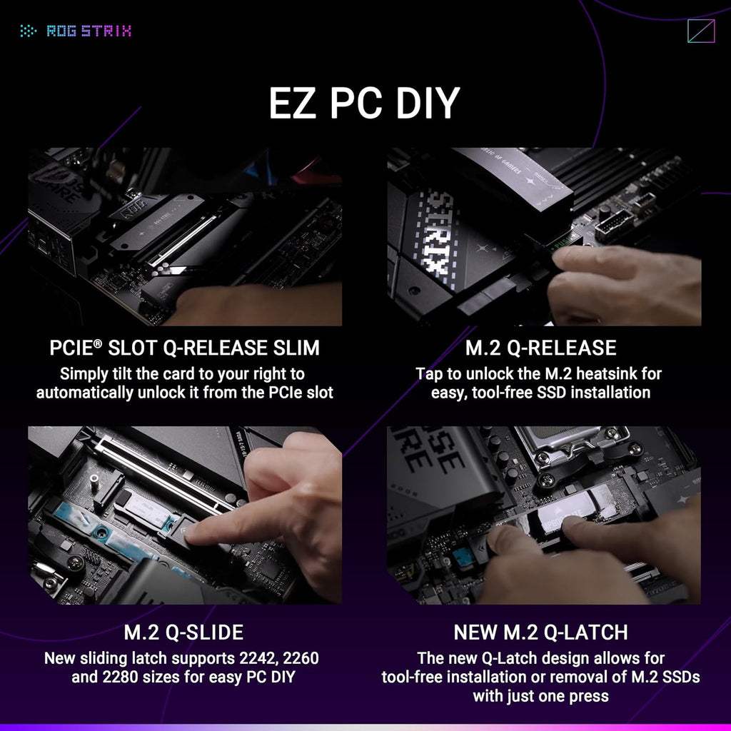 ASUS ROG Strix X870E-E do gier WiFi płyta główna AMD, 18 + 2 stopnie zasilania, gniazdo DDR5, pięć gniazd M.2, PCIe 5.0, procesor graficzny nowej generacji, WiFi 7, USB 20G z PD 3.0 do 30 W, Aura Sync