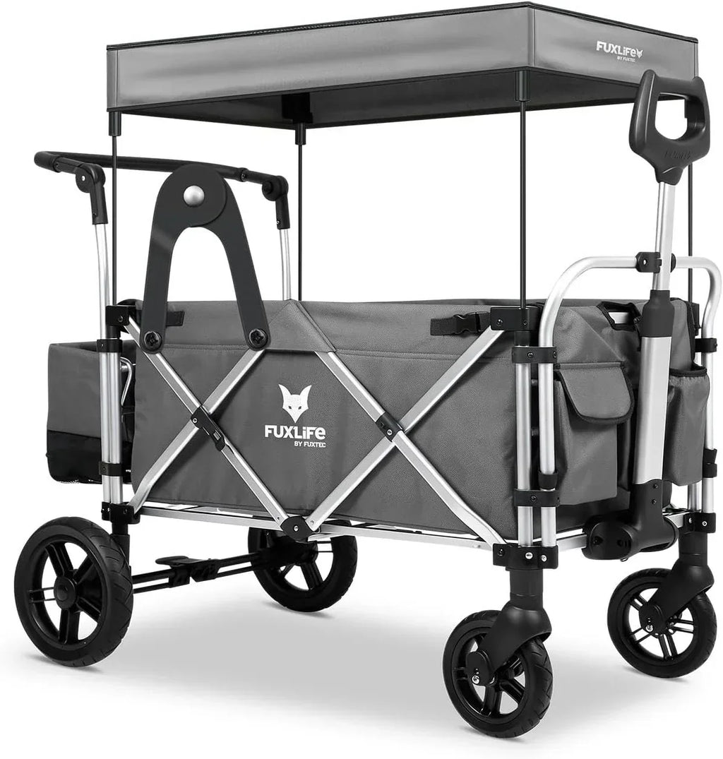 FUXTEC FX-CTL900 Premium szary, oryginalny wózek składany dla dzieci, idealny do ogrodu, na plażę lub do miasta, pchanie lub ciągnięcie, obciążenie do 75 kg.