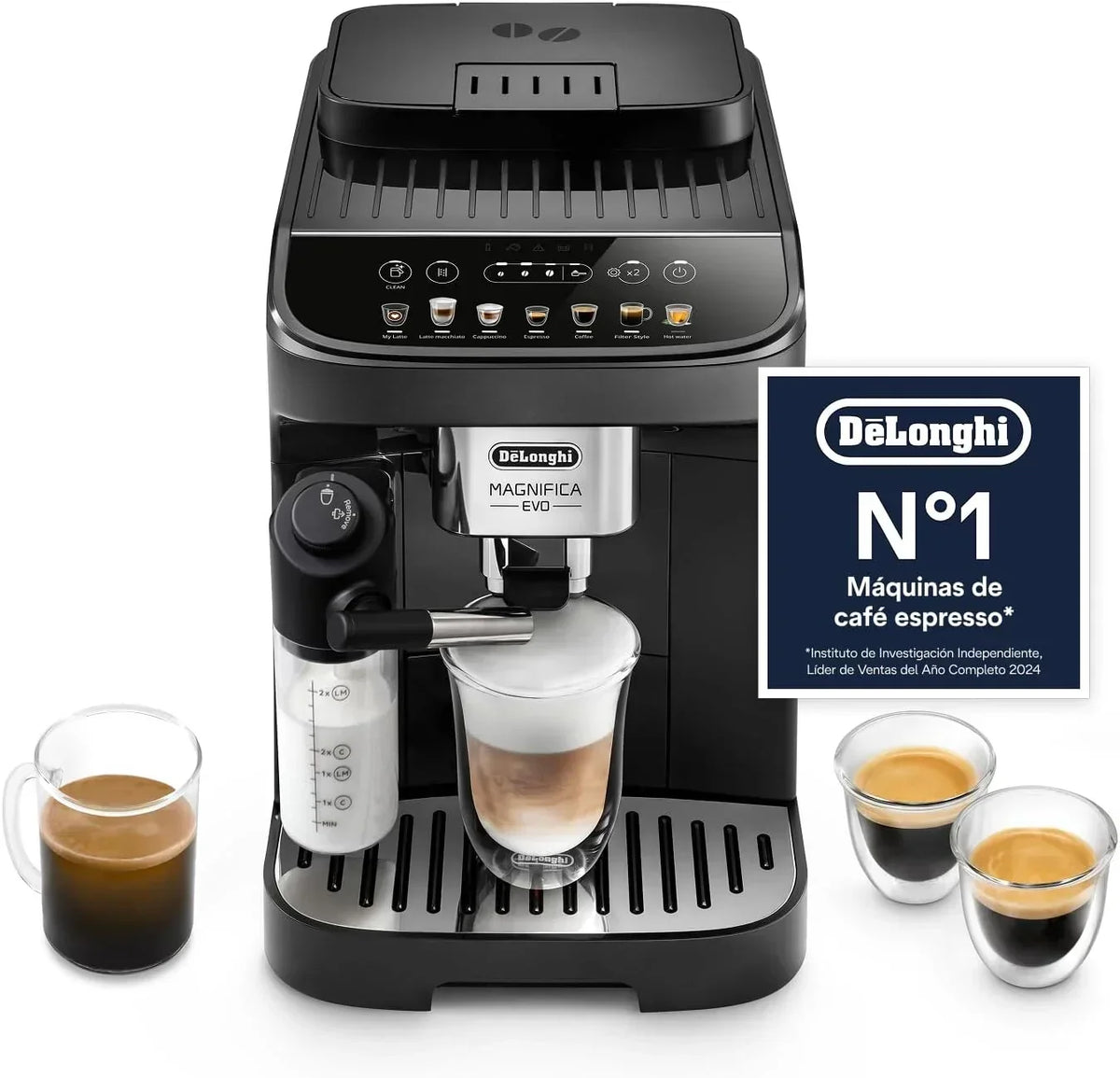 Ekspres automatyczny De'Longhi Magnifica Evo do kawy i cappuccino, ECAM292.81.B, LatteCrema, 7 przepisów, czarny