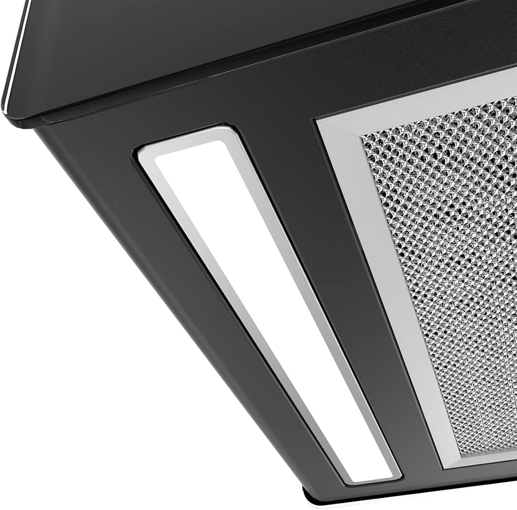 CIARRA CBCB4850 Okap Wyspowy Bezprzewodowy Klasa A+++ 48cm 700m³/h WiFi i Sterowanie Dotykowe Filtr Węglowy w Zestawie 4 Prędkości 2 Lampy LED Czarny
