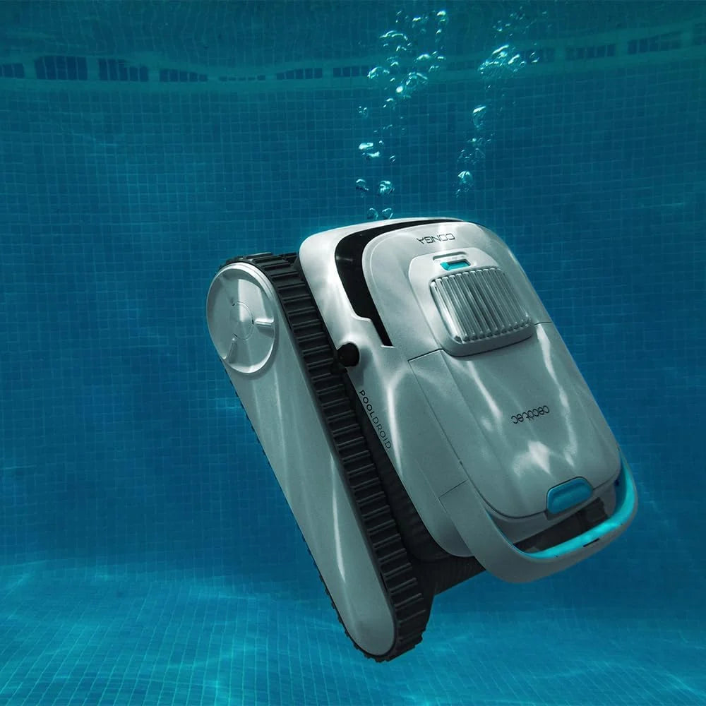 Robot do czyszczenia basenów Cecotec do dna, ścian i linii wodnej Conga Pooldroid 5000 TotalClean Pearl. Powierzchnia 100m2, maks. nachylenie 90º, czyszczenie uporządkowane, autonomia 100min, pojemność 4L