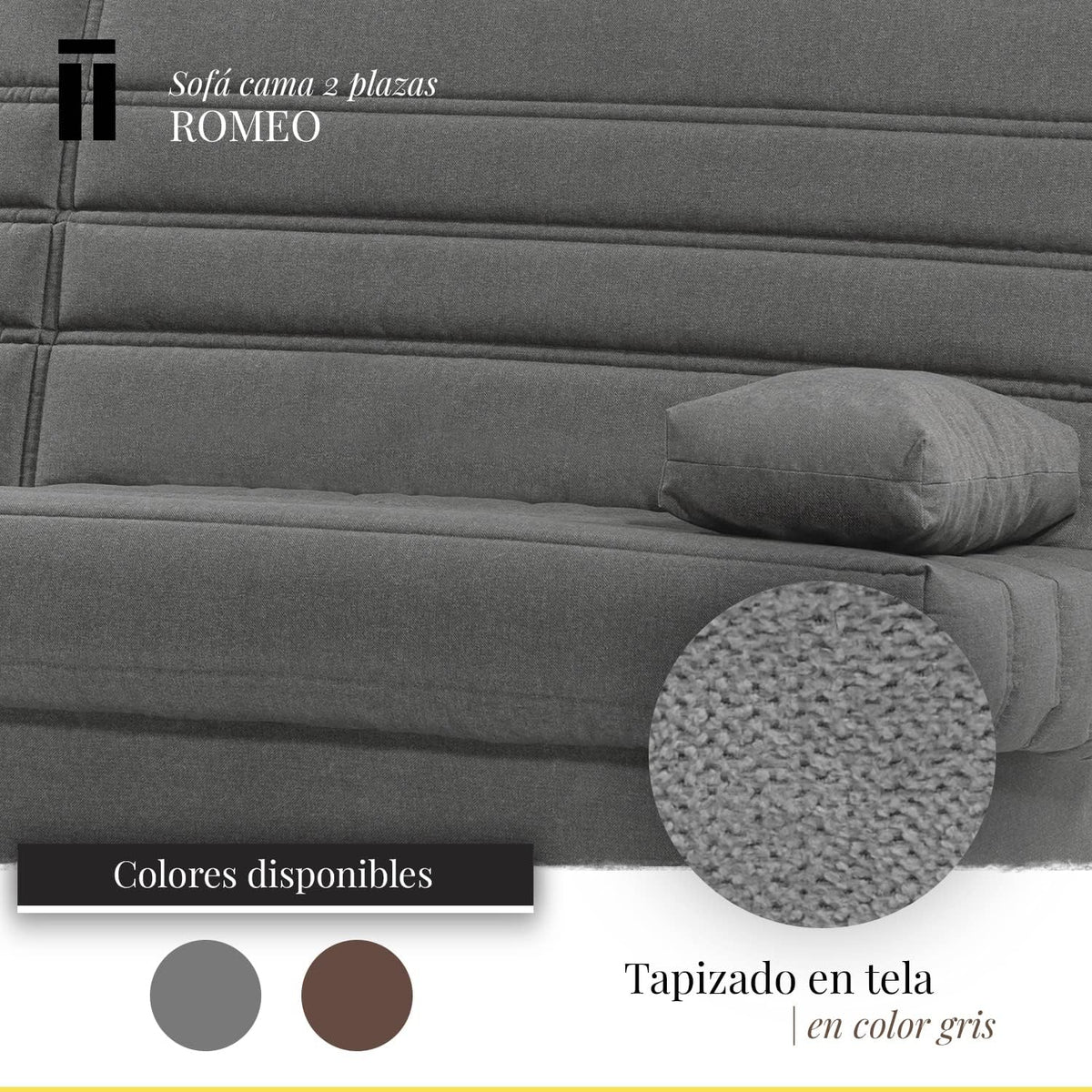 SHIITO - Sofa Rozkładany 3-osobowy z Pojemnikiem na Pościel - 100 x 193 x 100 cm - Model Romeo - z Systemem Clic-Clac - Zawiera 2 Poduszki - Kolor Ciemnoszary