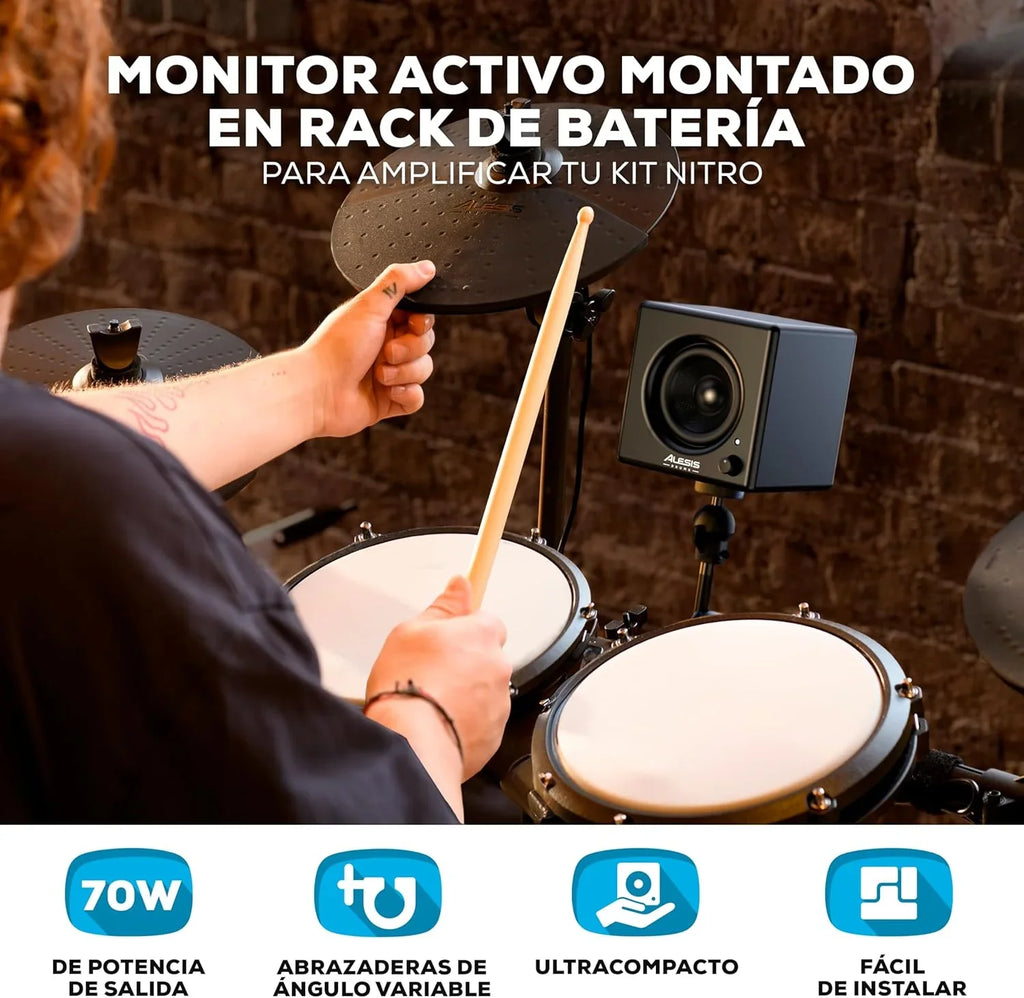 Alesis Nitro Max Kit – Elektroniczna perkusja z cichymi naciągami siateczkowymi, dwustrefowym padem werbla 10", Bluetooth, 440+ autentycznych brzmień, lekcjami Drumeo, USB MIDI, pedałem stopy