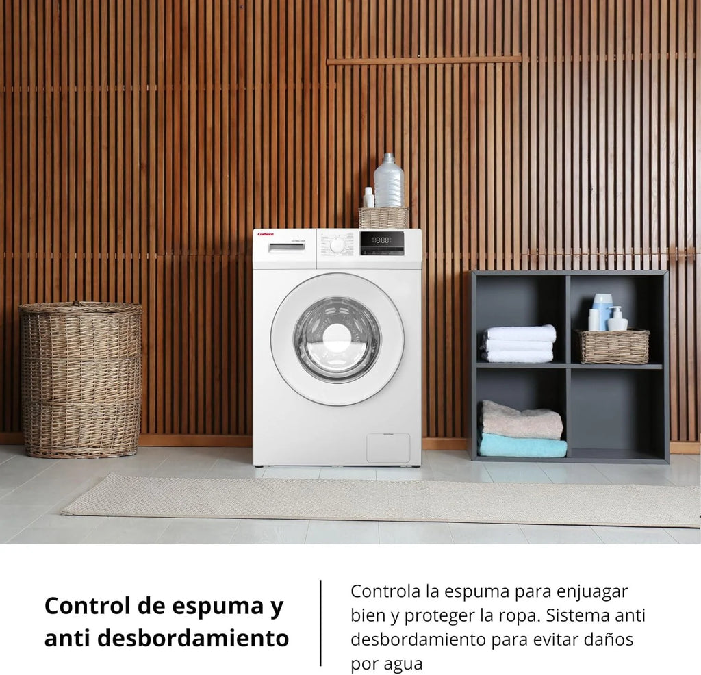 Corberó - Pralka Ładowana Od Przodu Premium 8kg | CLT8BL1424 | 1400 obr./min | Silnik Inverter, 16 Programów, Opóźnienie Startu 3-24 Godziny, Szybkie Pranie 15-30 Min., Drzwi XXL | Biały