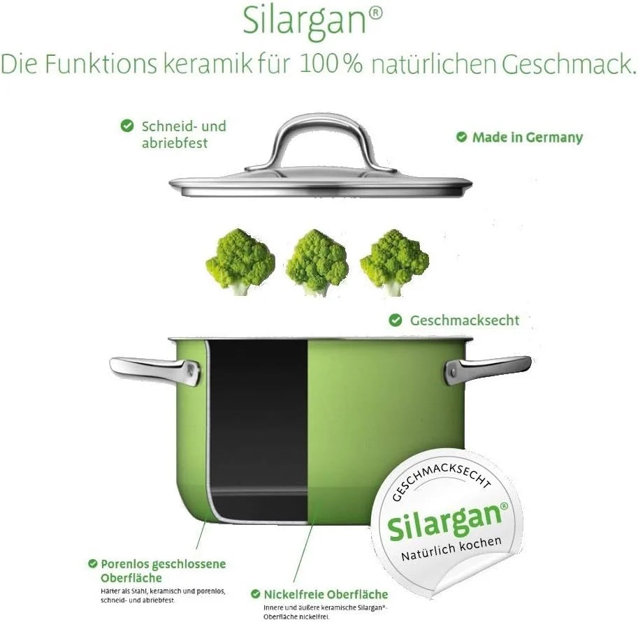 Silit Elegance Zestaw Garnków Indukcyjnych, Stal Nierdzewna 18/8, Przezroczysty/Czarny, 4 Sztuki