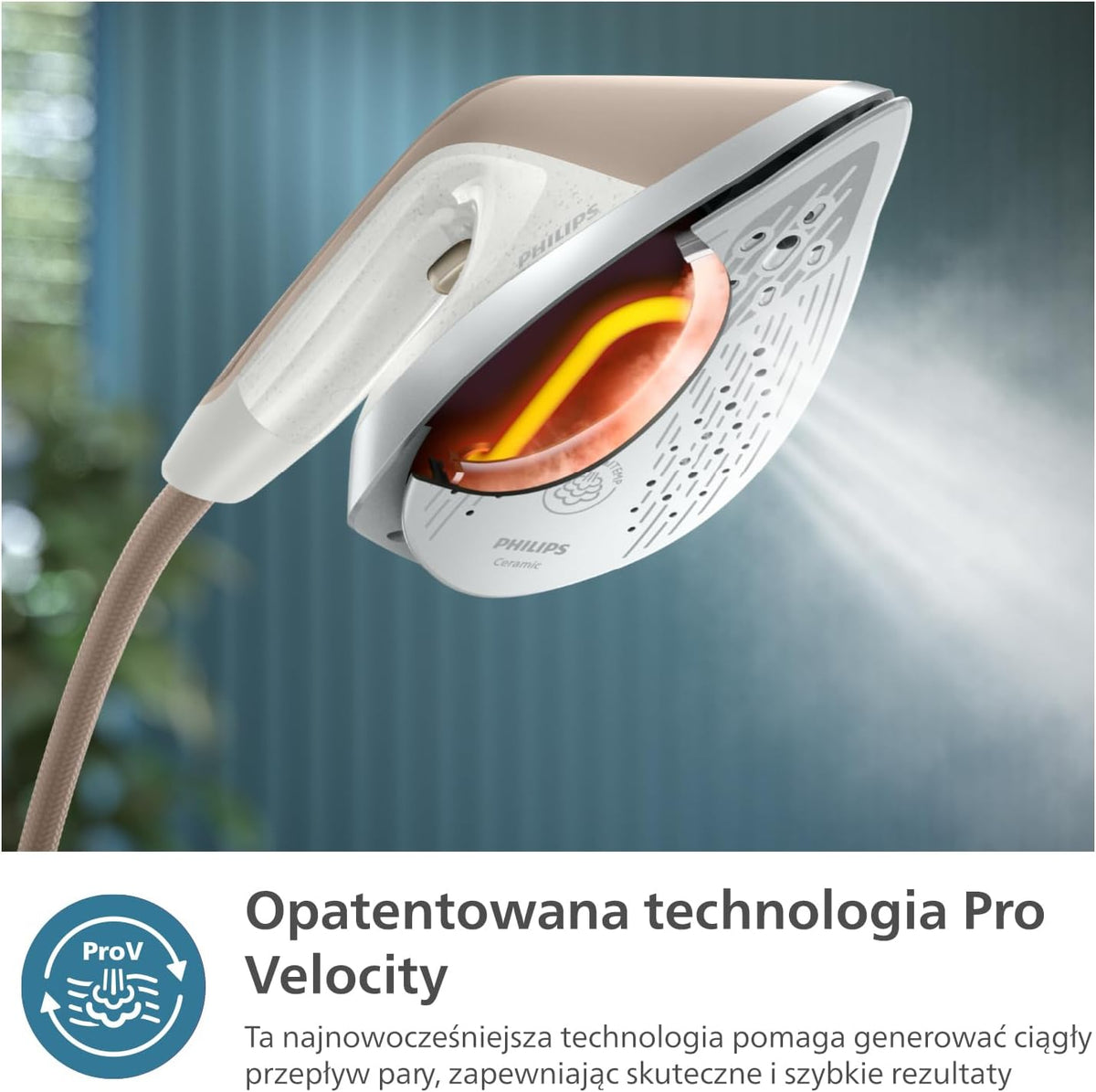 Philips All-in-One Zestaw do Prasowania 8500 – Deska z Regulacją Kąta, Technologia OptimalTEMP, Odłączana Podstawa, Zabija 99,9% Bakterii i Roztoczy, Ciemnoniebieski (AIS8530/20)