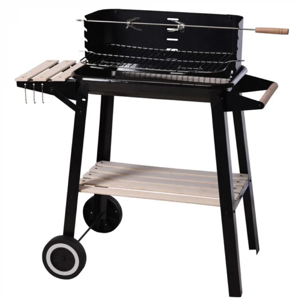 Grill wózek prostokątny czarny 83x45,5x86,5 cm