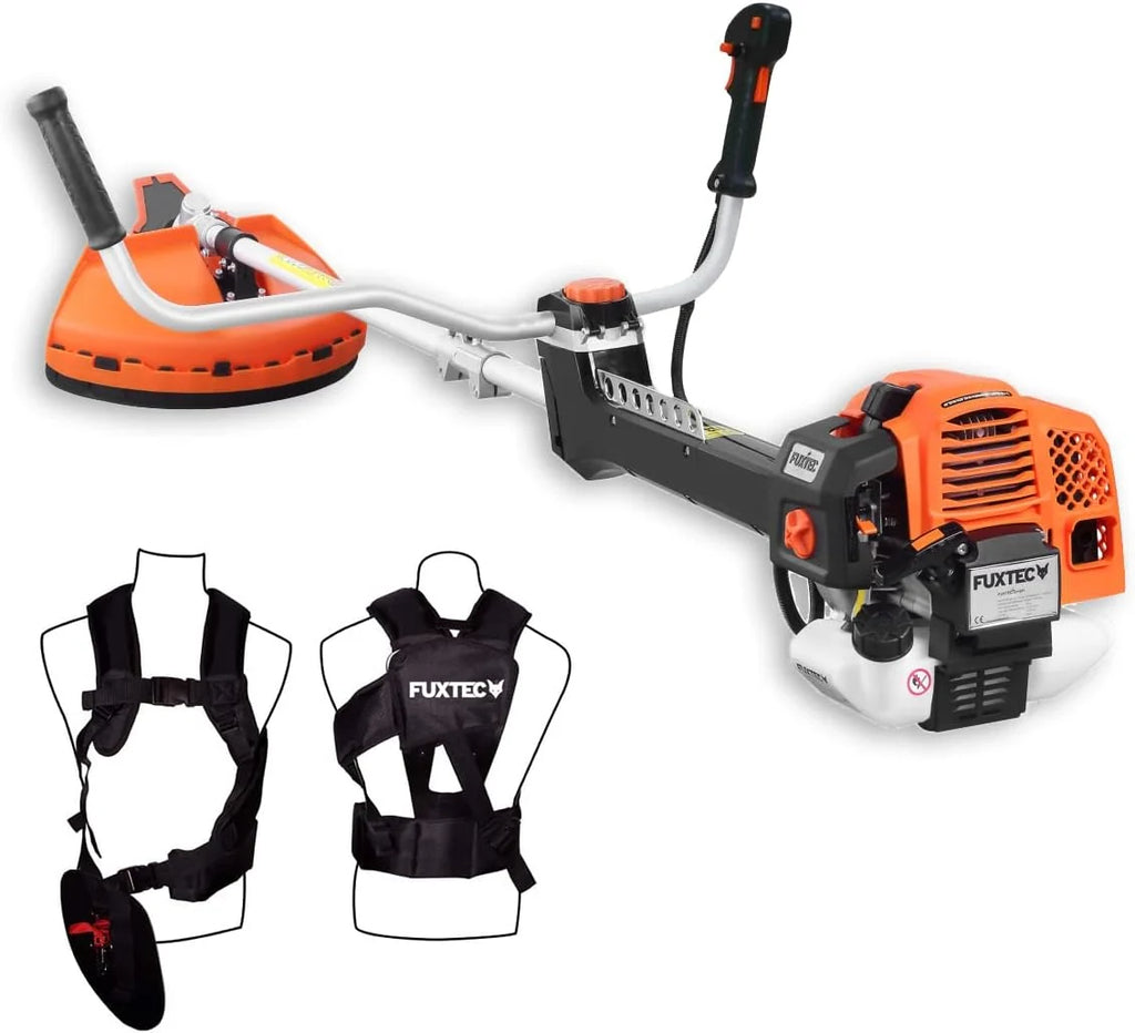 FUXTEC Profesjonalna kosa spalinowa 62 cm³, 3,5 KM, urządzenie wielofunkcyjne 2w1, z paskiem na ramię, system antywibracyjny, podkaszarka wielofunkcyjna, silnik 2-suwowy
