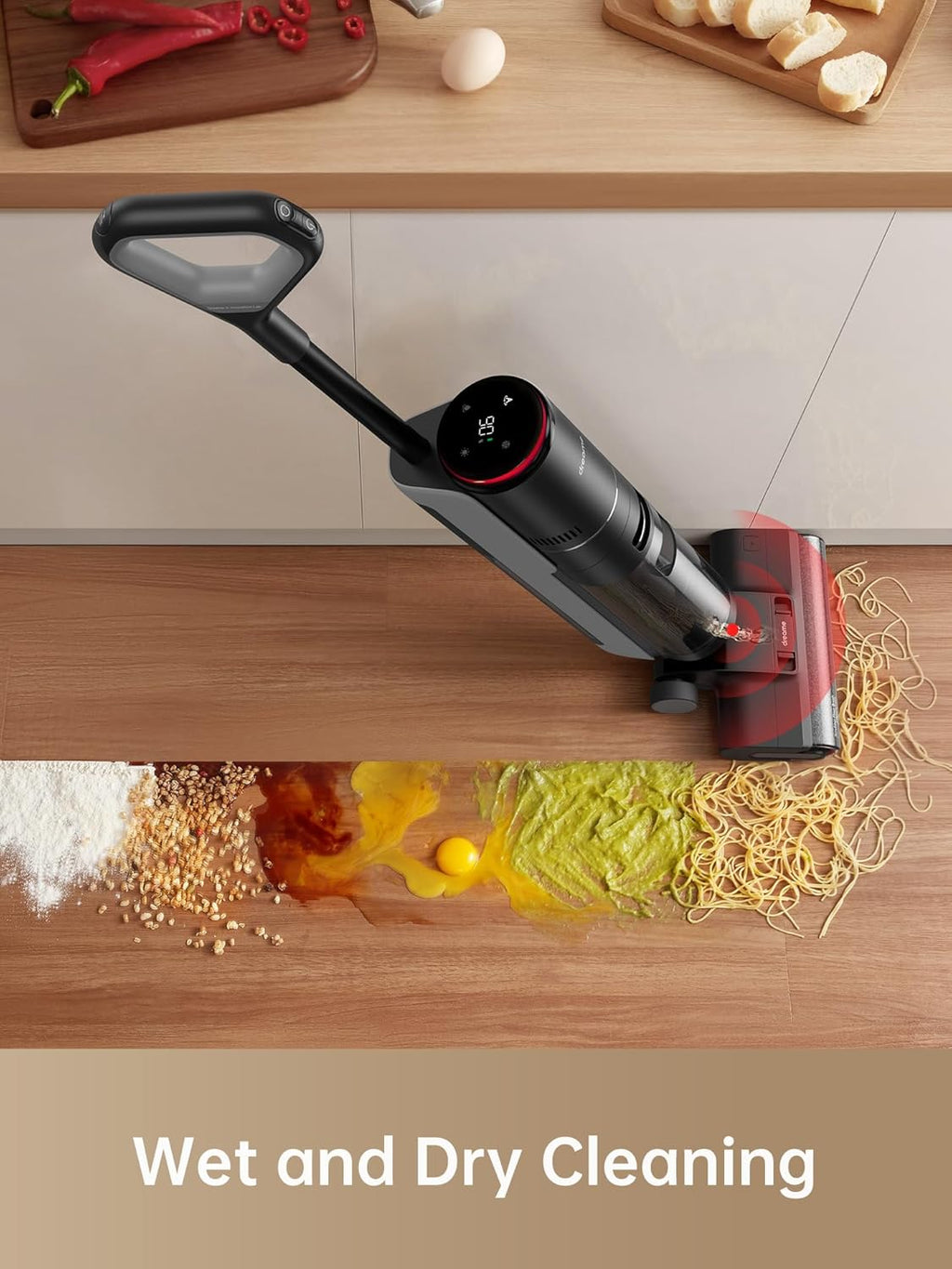 dreame H14 Pro odkurzacz na sucho i na mokro, płaska konstrukcja 180°, czyszczenie szczotki w temperaturze 60°C, suszenie w 5 min, automatyczne dozowanie roztworu, sterowanie aplikacją, 18 kPa