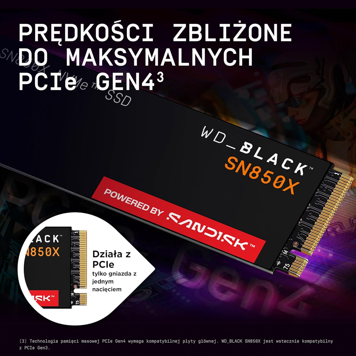 WD SN850X 4TB M.2 2280 PCIe Gen4 NVMe Gaming SSD do 7300 MB/s prędkość odczytu