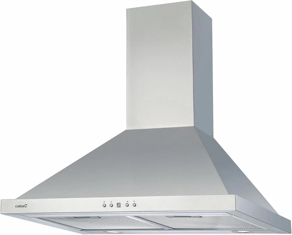 CATA Okap kuchenny BETA PRO 7000 X Sterowanie elektroniczne Timer 3 poziomy mocy wyciągu 1027 m3/h Poziom hałasu 64 dB Silnik A100 Pobór mocy 380 W Oświetlenie LED Kolor Inox