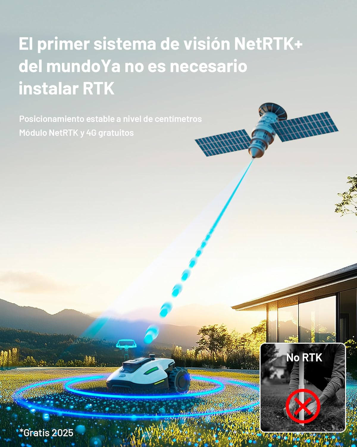 MAMMOTION YUKA 3000 Robot koszący bez przewodu ograniczającego, NetRTK+Vision, bez anteny RTK, automatyczne mapowanie, maks. 4000 m², zalecane 3000 m², z modułem 4G, nachylenie 50%