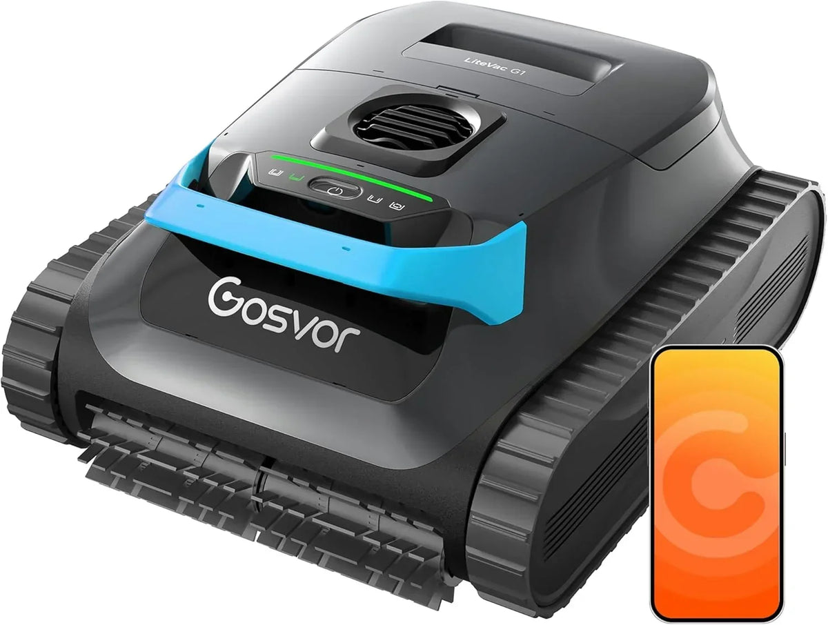 Gosvor (Nowość 2026) Roboty do Czyszczenia Basenów i Ścian, Podwójna Filtracja, Inteligentne Planowanie Tras, 5 Trybów, Sterowanie Aplikacją, 200 Min Autonomii, Linia Wody i Płytki Obszar, Szaro-Pomarańczowy