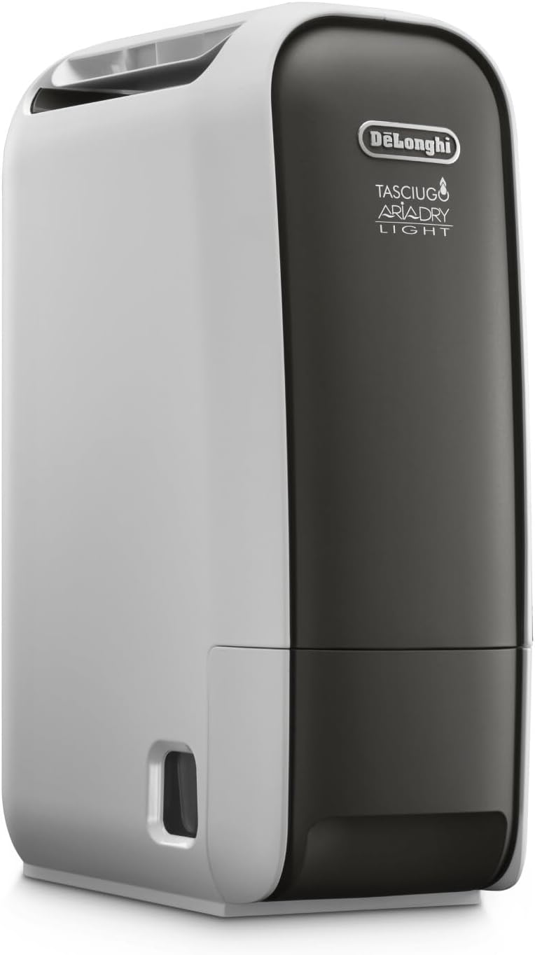 De'Longhi Tasciugo AriaDry Light DNS65, Déshumidificateur d'Air Maison, Enlève 6 litrów par Jour, Laundry Fonction, timer 8h, technologia Zéolithes, 34 decibels, 520 W, szary