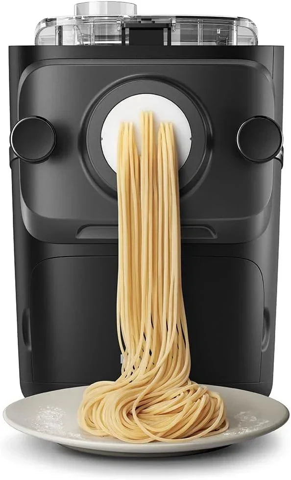 Maszynka do makaronu Philips z serii 7000 – technologia ProExtrude, automatyczne ważenie, w pełni automatyczna, 8 tarcz do formowania, czarna (HR2665/93)