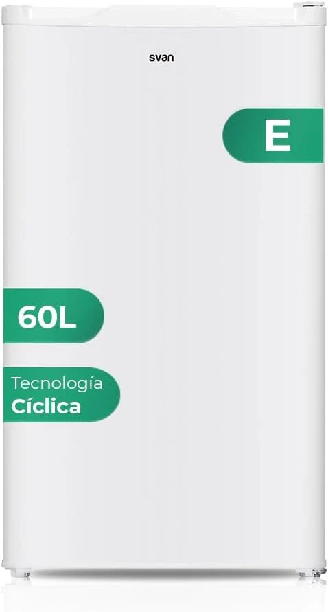 Svan Zamrażarka pionowa biała SCV85502E. Pojemność 60 litrów, drzwi odwracalne, niski poziom hałasu, klasa efektywności energetycznej E