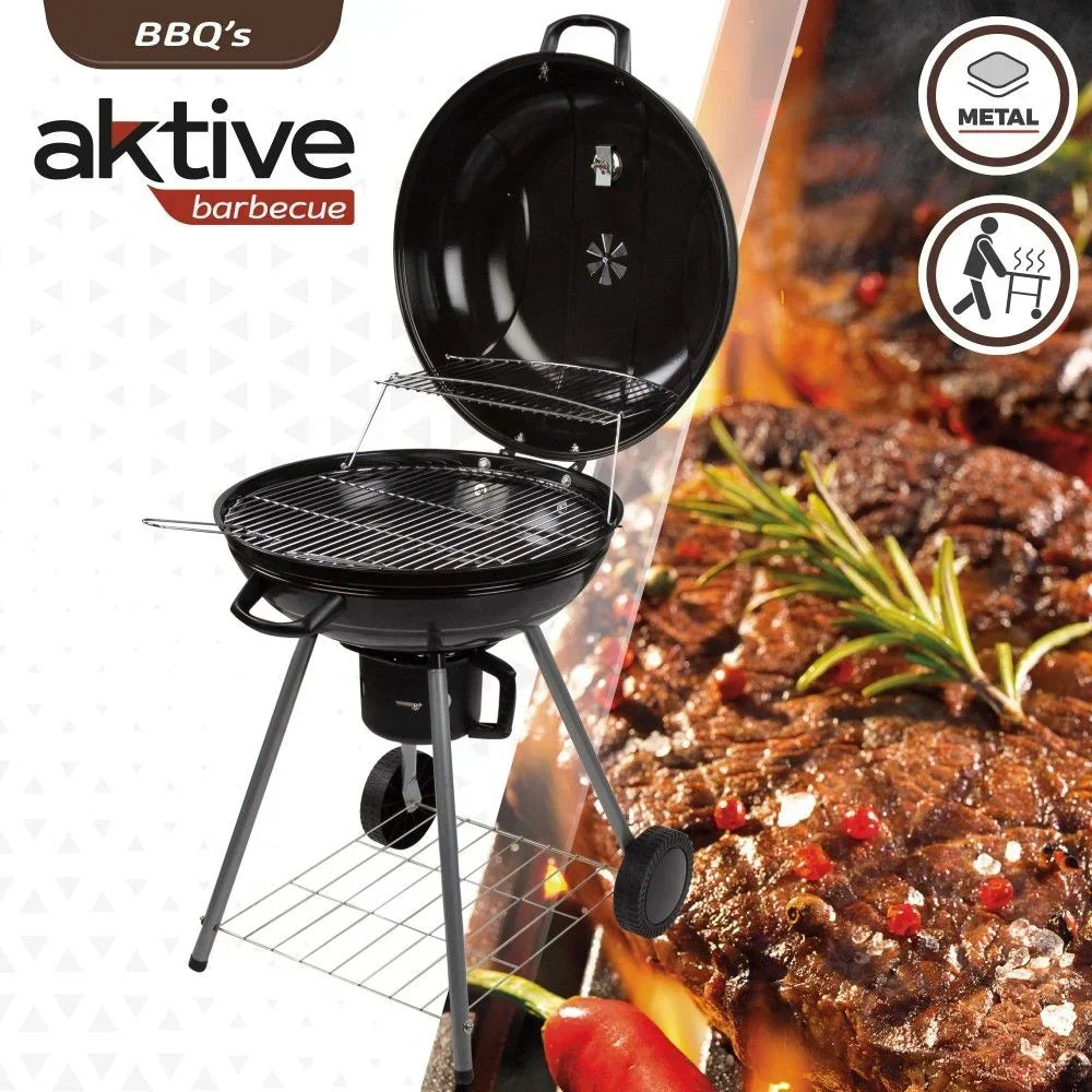 Okrągły Grill Węglowy Z Pokrywką Aktive