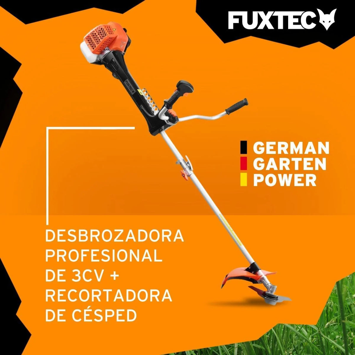 FUXTEC Profesjonalna kosa spalinowa 62 cm³, 3,5 KM, urządzenie wielofunkcyjne 2w1, z paskiem na ramię, system antywibracyjny, podkaszarka wielofunkcyjna, silnik 2-suwowy