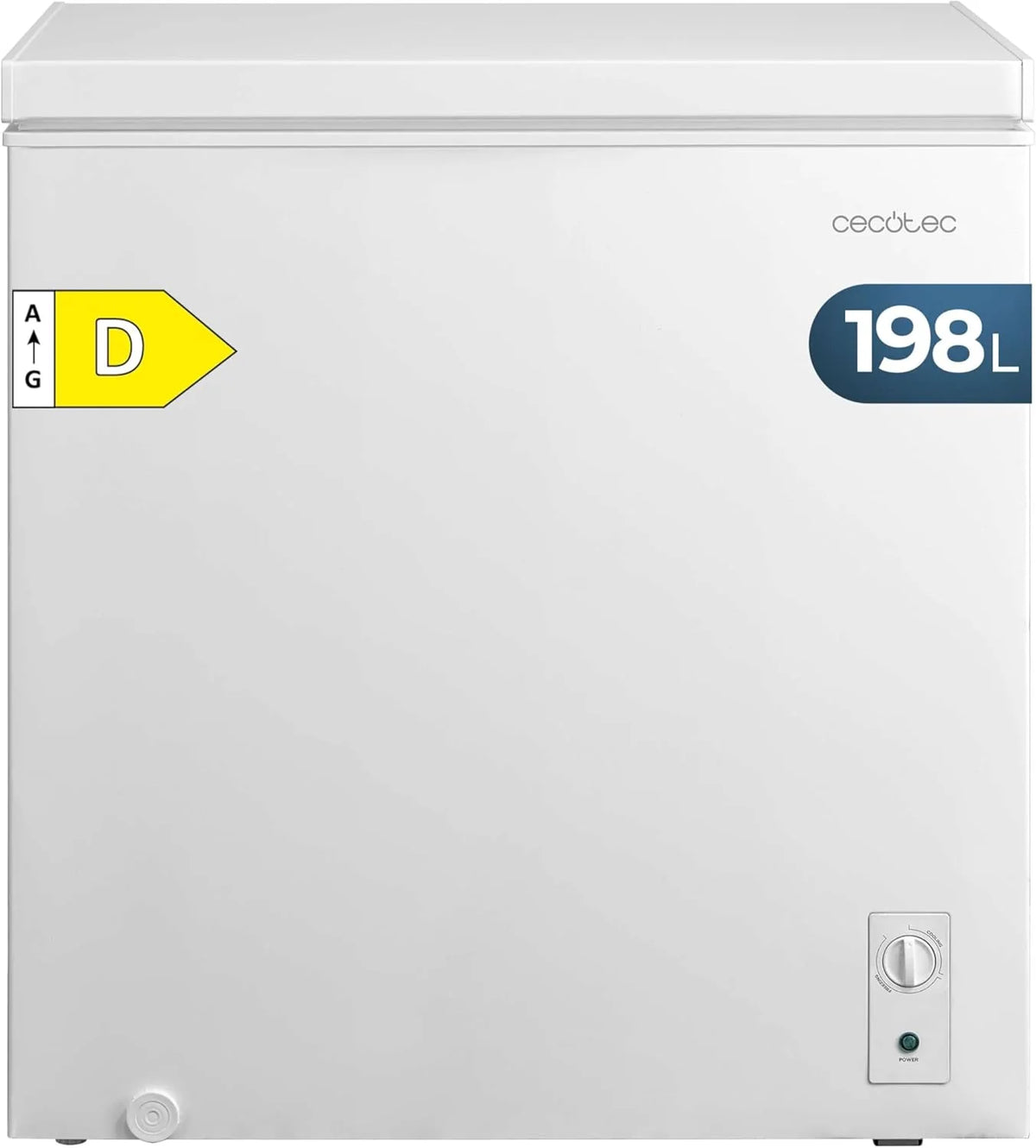 Cecotec Congelador Horizontal 198L Bolero CoolMarket Chest 198M White D. Kosz z uchwytami, Mechaniczne sterowanie LED, UltraContact D-Cool, Podwójna funkcja, Drzwi ZeroG (80º-30º), Szybkie zamrażanie, Kompaktowy