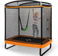 LIFEZEAL Trampolina z Huśtawką dla Dzieci, Trampolina Ogrodowa z Siatką Zabezpieczającą i Drzwiczkami, Idealna do Wewnątrz i na Zewnątrz