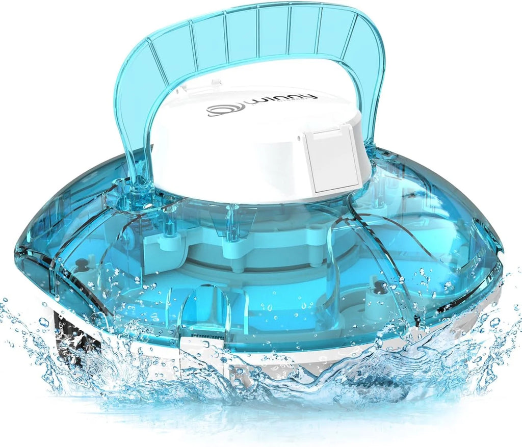 WINNY POOL CLEANER Winny 200 Odkurzacz Basenowy, Bezprzewodowy Robot Odkurzający Basen, 75 Min Autonomii, Baseny Naziemne 60m², Podwójna Filtracja, Automatyczne Parkowanie (Przezroczysty Niebiesko-Biały)