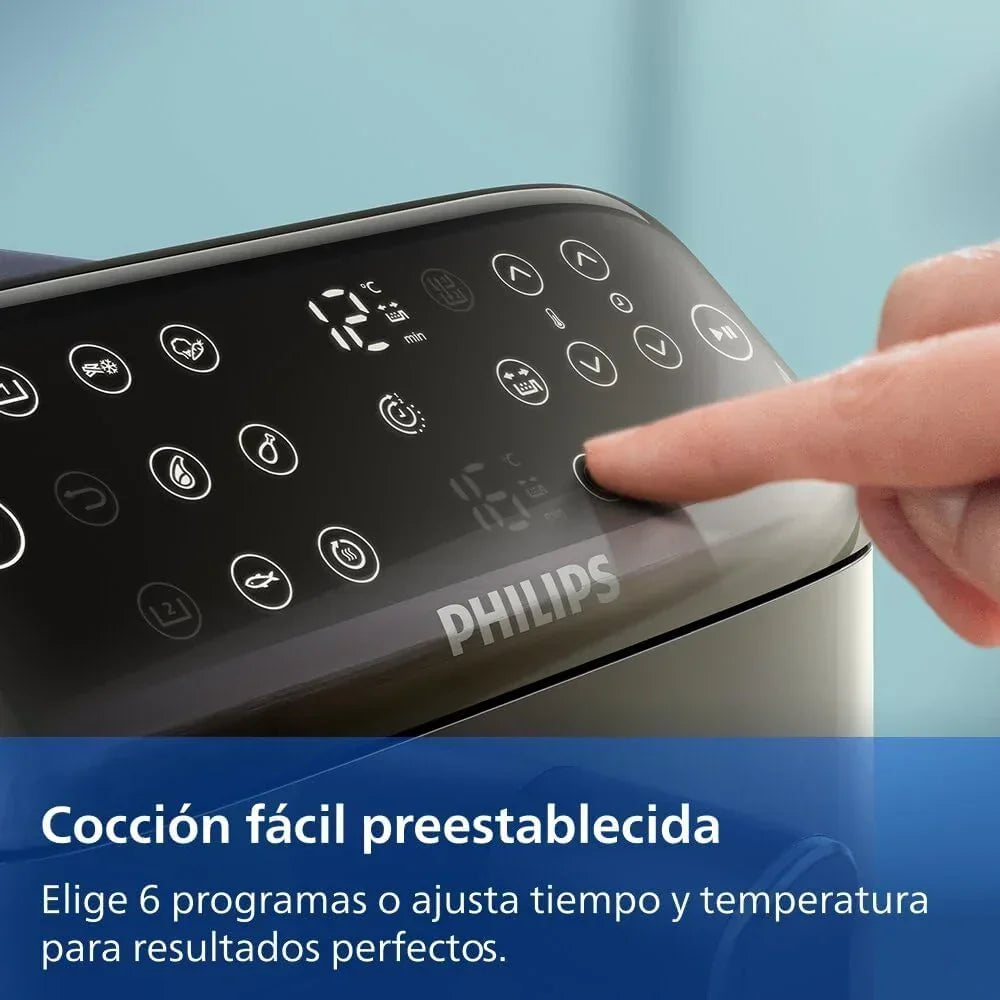 Philips Airfryer seria 4000 Podwójny pionowy kosz 10 l – Technologia RapidAir, synchronizacja, 2 kosze jednocześnie, 45% mniej miejsca, powłoka ceramiczna bez PFAS, okienka podglądu (NA460/00)