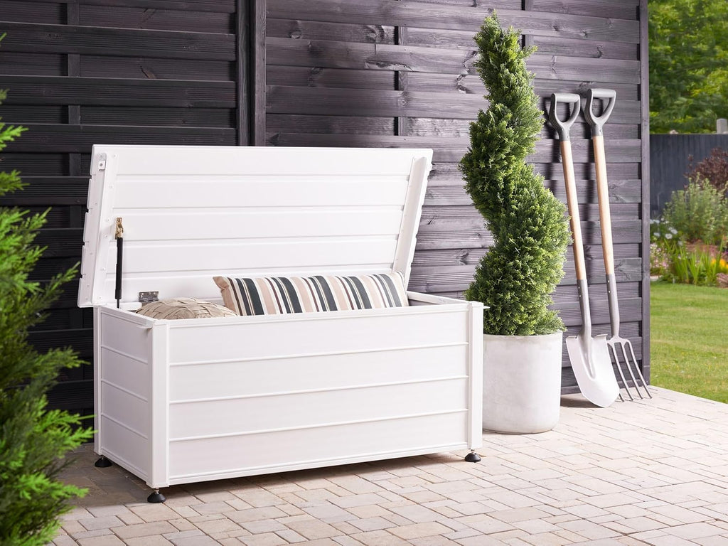 Beliani Aluminiowa skrzynia ogrodowa biała 113 x 50 cm Campalto