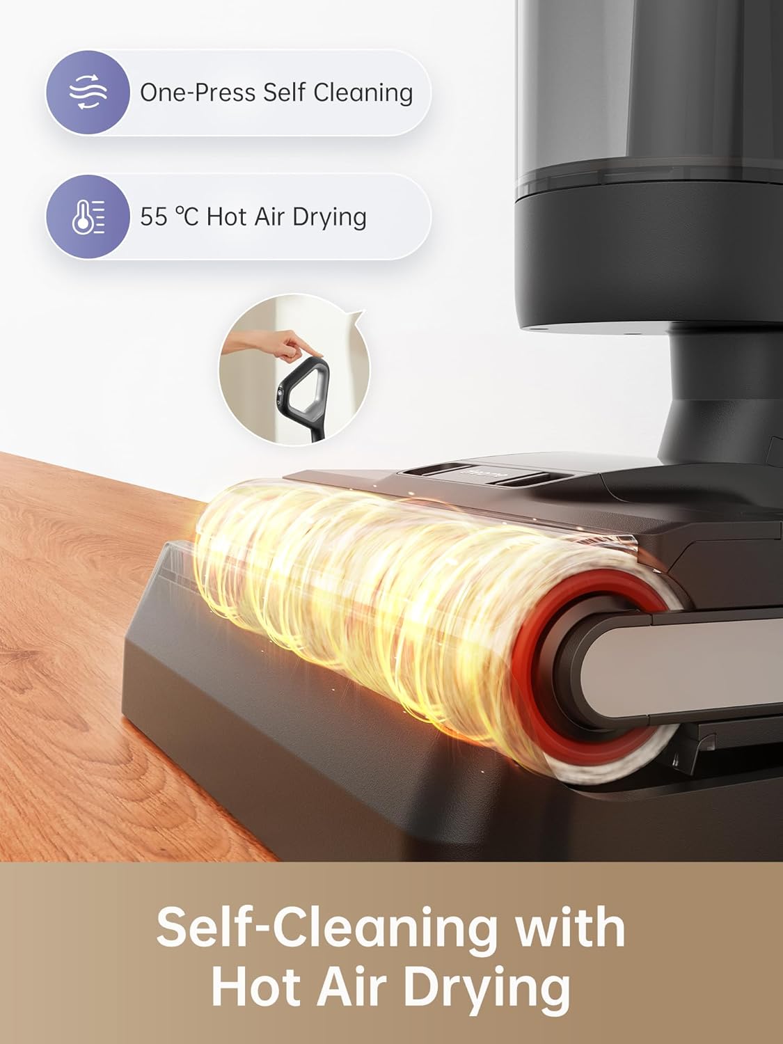 dreame H14 Pro odkurzacz na sucho i na mokro, płaska konstrukcja 180°, czyszczenie szczotki w temperaturze 60°C, suszenie w 5 min, automatyczne dozowanie roztworu, sterowanie aplikacją, 18 kPa
