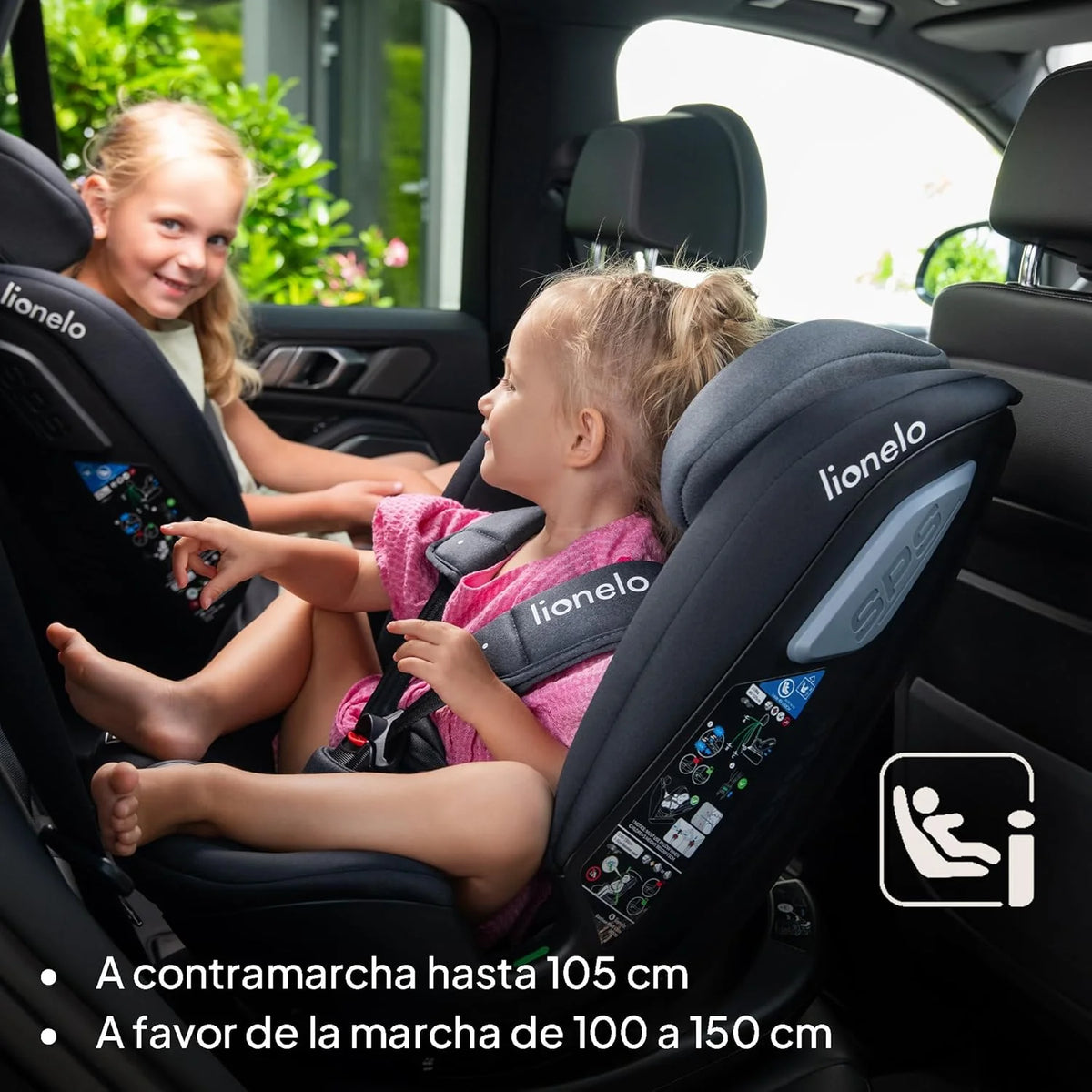 LIONELO Bastiaan RWF i-Size Obrotowy Fotelik Samochodowy 360° 0-36kg, Montaż Przodem i Tyłem do Kierunku Jazdy (18kg), ISOFIX TopTether, Regulowany Zagłówek i Oparcie, Ochrona Boczna