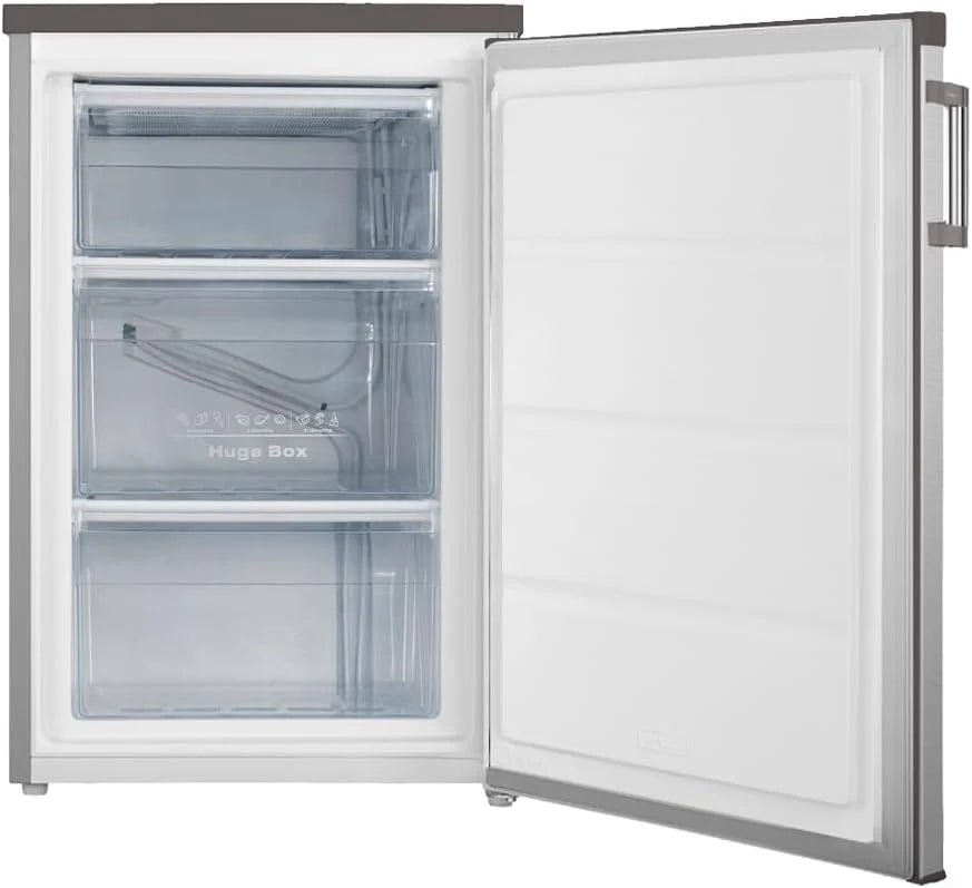 Svan Zamrażarka pionowa Inox SCV855500EX. Pojemność 85 litrów, drzwi odwracalne, niski poziom hałasu, klasa efektywności energetycznej E