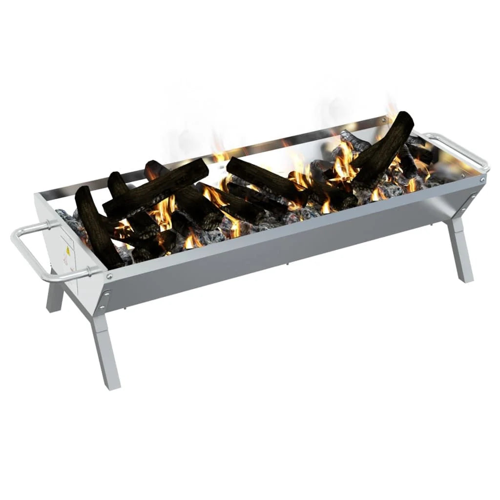 Taca do grill ze stali nierdzewnej srebrna 118x42x30,5 cm Vidaxl